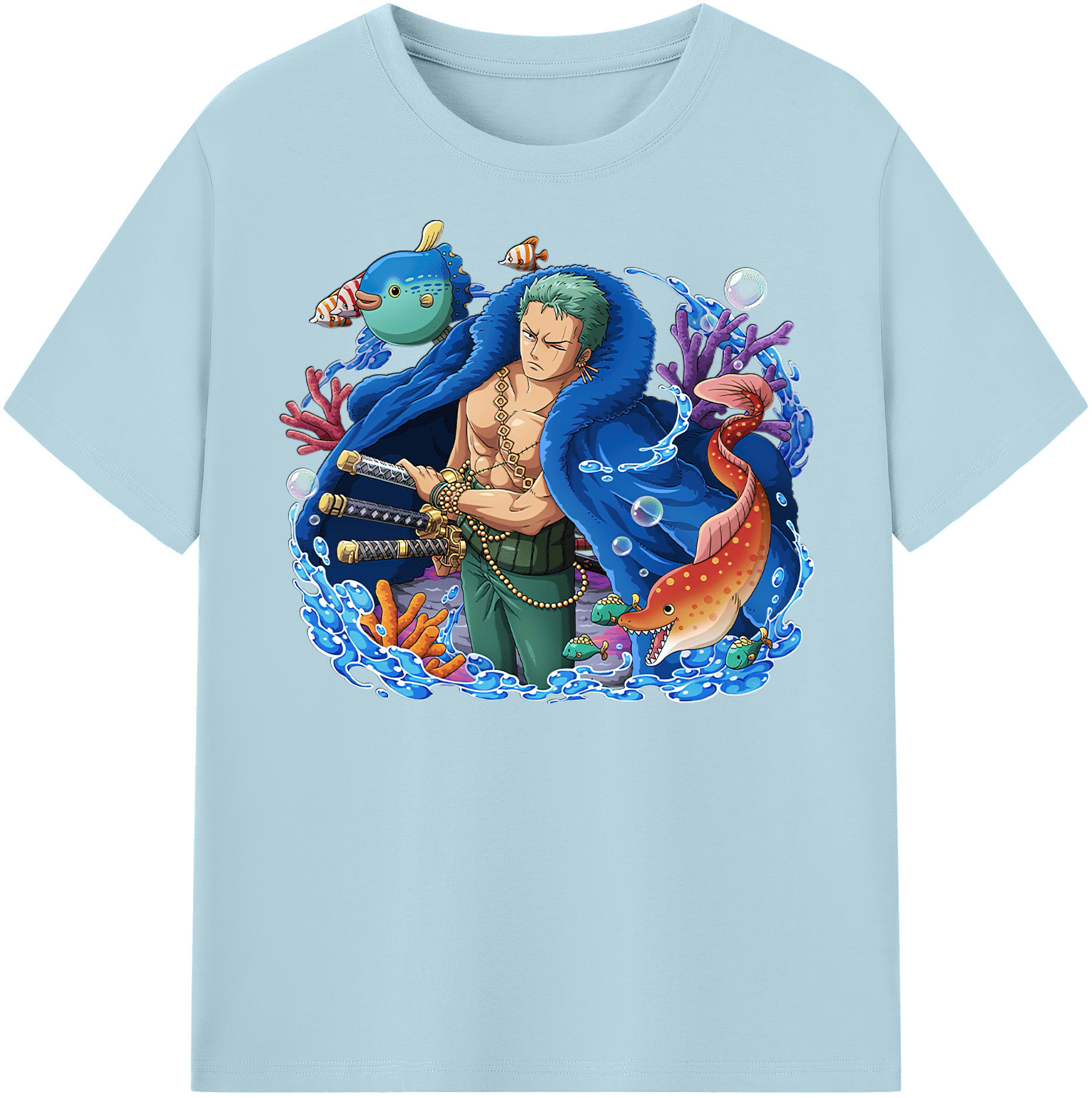 ワンピース ロロノア・ゾロ ONE PIECE Roronoa Zoro 綿100％半袖Tシャツ（フロントプリント）